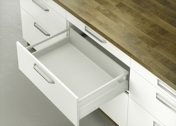 Pull-out set, Häfele Matrix Box P35, with rectangular side railing, drawer side height 92 mm, load bearing capacity 35 kg