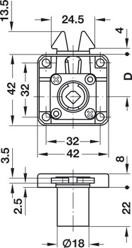 Roller shutter rim lock, Häfele Symo, backset 24.5 mm
