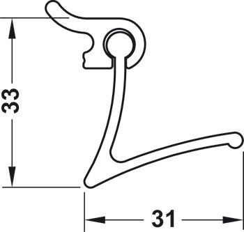 Guide track, For Labos wall system, with 3 narrow hooks