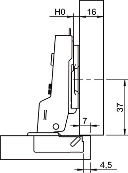 Concealed hinge, Häfele Metalla 110 SM 105°, half overlay mounting/twin mounting
