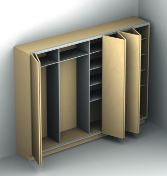 Sliding door fitting, Silent-Fold 40, set components