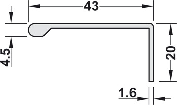 Handle profile, Aluminium, L-shape