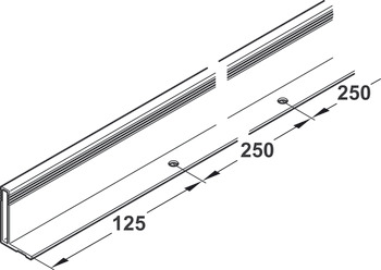 Handle profile, Aluminium, for wooden sliding doors, length: 2,500 mm