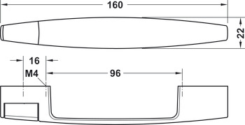 Push-button handle, Cara-Latch, length 160 mm