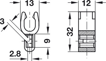 Gauge headless pin, Star Stop, for holding the flap closed