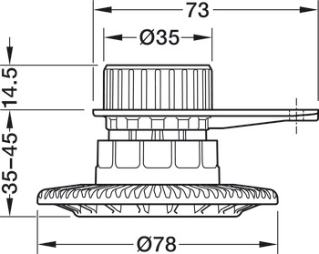 Screw-in glide, with mounting plate, for Häfele AXILO<sup>®</sup> 78 plinth system