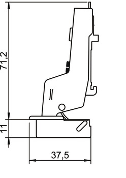 Concealed hinge, Häfele Metalla 110 SM 105°, inset mounting