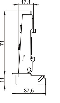 Concealed hinge, Häfele Metalla 110 SM 105°, full overlay mounting