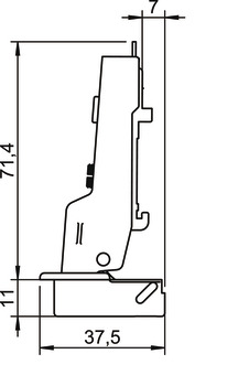 Concealed hinge, Häfele Metalla 110 SM 105°,  half overlay mounting/twin mounting