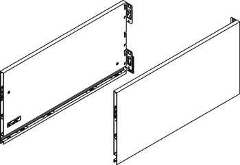 Drawer sides, Vionaro, height 249 mm, aluminium
