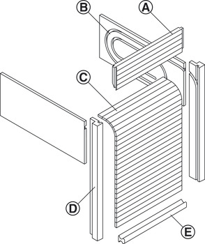 Roller shutter, Wood, with guide track and bend