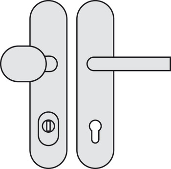 Door handle set, Aluminium, Hoppe, Amsterdam 86G/3332ZA/3310/1400 impact resistance category 1 (protection class 2), with cylinder cover