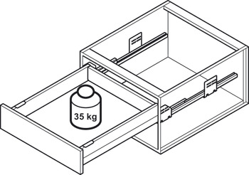 Internal drawer set, Häfele Matrix Box P35 VIS, with front panel, drawer side height 92 mm, load bearing capacity 35 kg