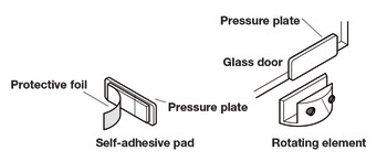 Glass door hinge, Opening angle 95°, inset mounting