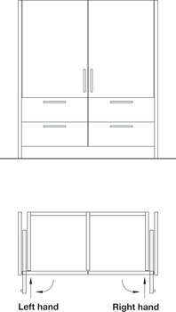 Fitting Set for Pivoting Cabinet Doors, Hawa-Concepta III 25/35 Pull