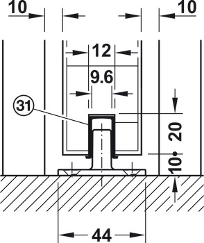 Track set, for Häfele Slido D-Line11 pocket door solution