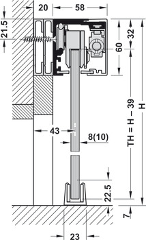 Wall compensation unit profile, For glue fixing, not drilled