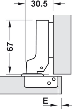 Concealed hinge, Häfele Metalla SM Combi, 110°, half overlay mounting/twin mounting