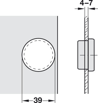Concealed hinge, Häfele Metallamat A/SM 92°, inset mounting