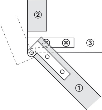 Corner pivot hinge, Brass, straight