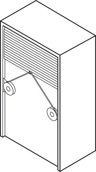 Counterbalancing mechanism, for tambour door weight of max. 6 kg