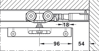 Track set, for pocket door solution, for Häfele Slido D-Line11 50I / 80I / 120I, 50L / 80L / 120L, 50J / 80J / 120J sliding door fittings