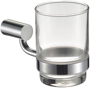 Glass holder, with glass tumbler, round series, for screw fixing