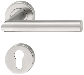 Door handle set, stainless steel, G-shape, rose