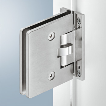 Double action spring hinge, for all-glass double action doors, wall to glass