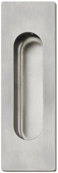 Inset handle, Stainless steel, rectangular outside, oval inside