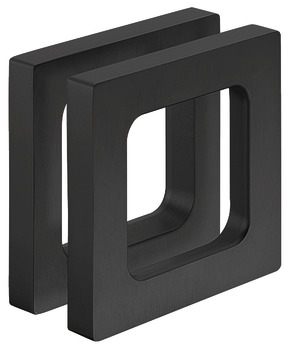 Flush pull handle for sliding doors, Aluminium, two-sided, square, for glass doors