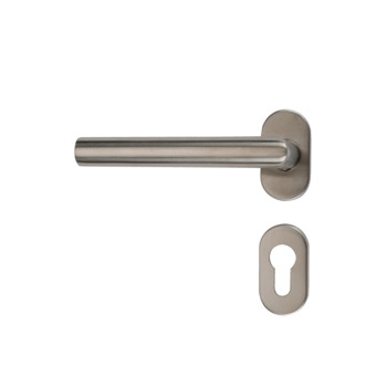 Narrow Hollow Lever handle, rose and escutcheon.