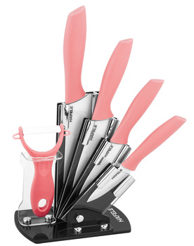 Ceramic Knife Set, Flamengo Pink