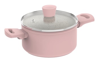 Cookware, Casserole Pot 24 cm with Lid, Soft Pink