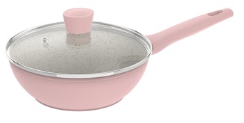 Cookware, Wok Pan 28 cm with Lid, Soft Pink