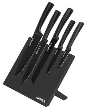 Knife Set, Black Stainless Steel with Magnetic Stand